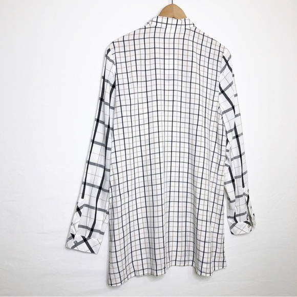 J Jill, windowpane plaid oversized long button down shirt - Picture 7 of 9